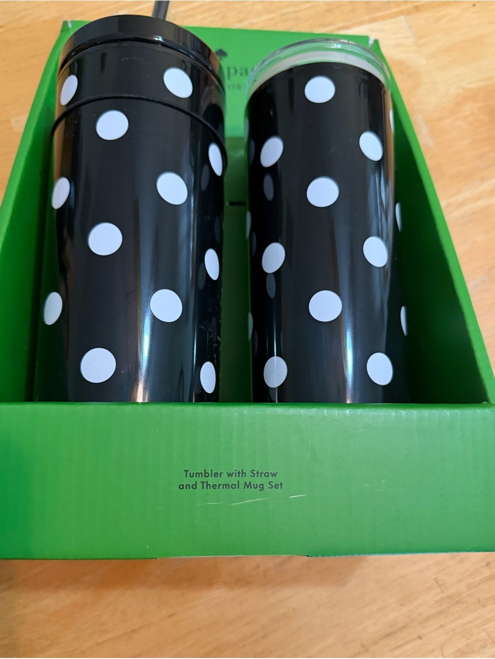 Kate Spade ♠️ NY white polka dot Tumbler Set NWT - Picture 2 of 6